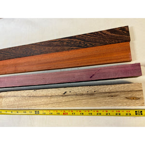 Variety Exotic Species Scrap Cutting Board Sticks - 24" 4-pack - Cutting Board Accents, Woodworking, Wood Craft - Free Shipping!