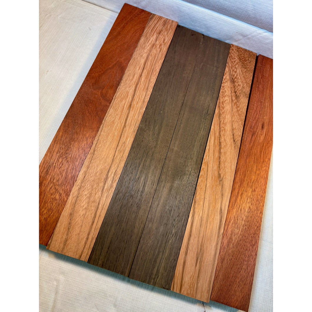 3/4 x 2 x 24 (6-pack) Exotic Wood Cutting Board Kit! Bloodwood, Peruvian Walnut & Red Zebrawood - Free Shipping!