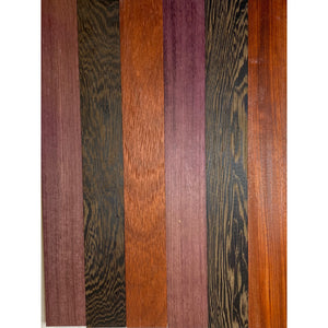 3/4 x 2 x 24 (6-pack) Variety Exotic & Domestic Wood Cutting Board Kit! Includes Purpleheart, Wenge, and Padauk - Free Shipping!
