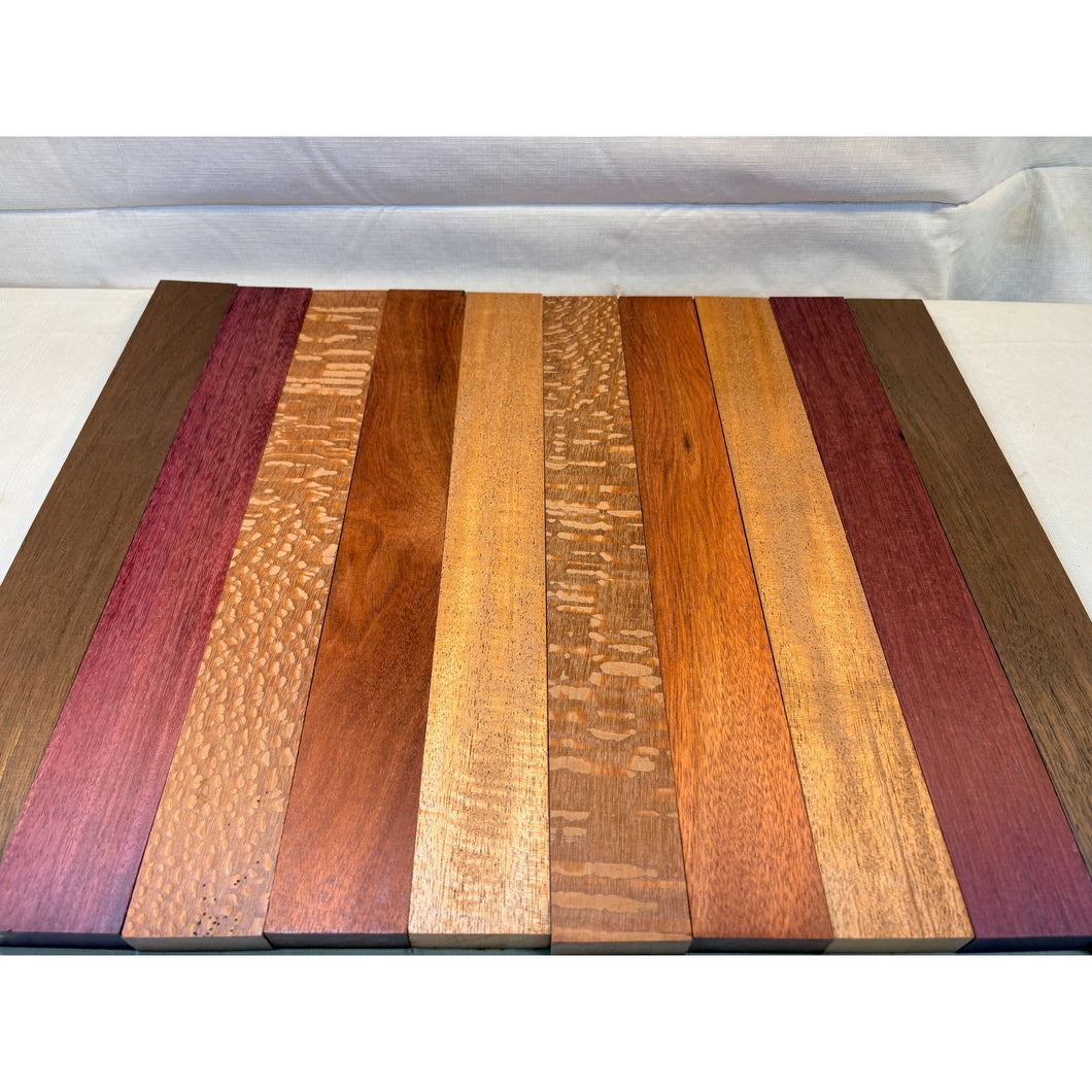 3/4 x 2 x 24 (10-pack) Exotic Wood Cutting Board Kit! Leopardwood, Bloodwood, Purpleheart and More