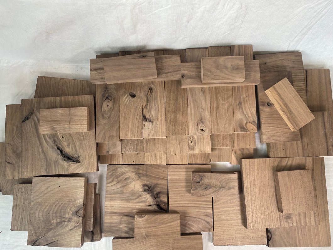 Box of Small Wood Pieces - All Walnut - Great for all kinds of crafts and woodworking projects! Free Shipping!