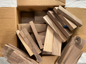 Box of Small Wood Pieces - All Walnut - Great for all kinds of crafts and woodworking projects! Free Shipping!