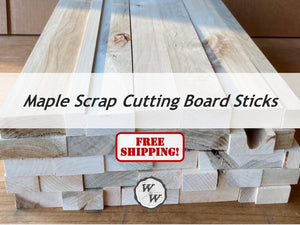 Box of 12", 16", & 24" Long Maple Scrap Cutting Board Sticks for Woodworking, Crafting, and DIY Projects - Free Shipping!
