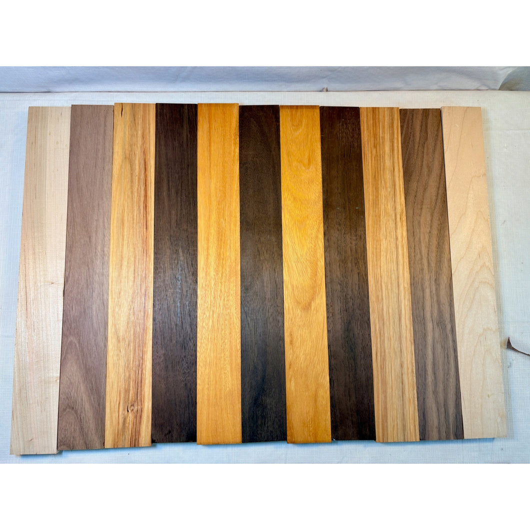 3/4 x 2 x 24 (10-pack) Exotic Wood Cutting Board Kit! Osage Orange, Peruvian Walnut, Canarywood