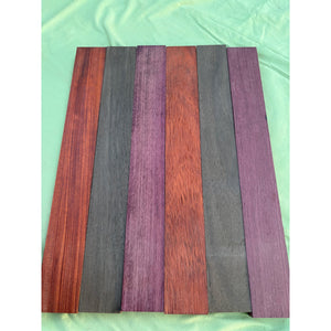 3/4 x 2 x 24 (6-pack) Variety Exotic & Domestic Wood Cutting Board Kit! Includes Purpleheart, Peruvian Walnut, and Padauk - Free Shipping!