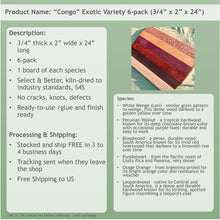 3/4 x 2 x 16 (6-pack) Variety Exotic Wood Cutting Board Kit! Purpleheart, Bloodwood, Leopardwood and More - Free Shipping!