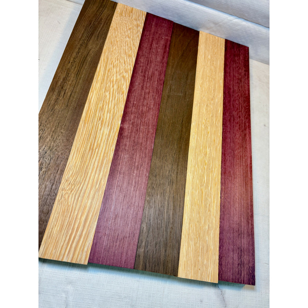 3/4 x 2 x 24 (6-pack) Exotic Wood Cutting Board Kit! Purpleheart, Peruvian Walnut & White Wenge - Free Shipping!